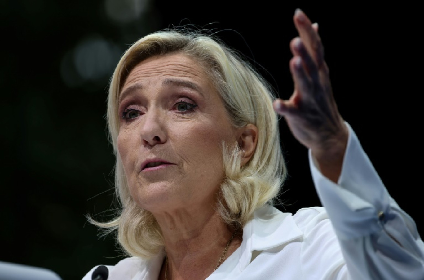 Marine Le Pen aux journées d'été du RN, le 16 septembre 2023 à Beaucaire, dans le Gard © Pascal GUYOT