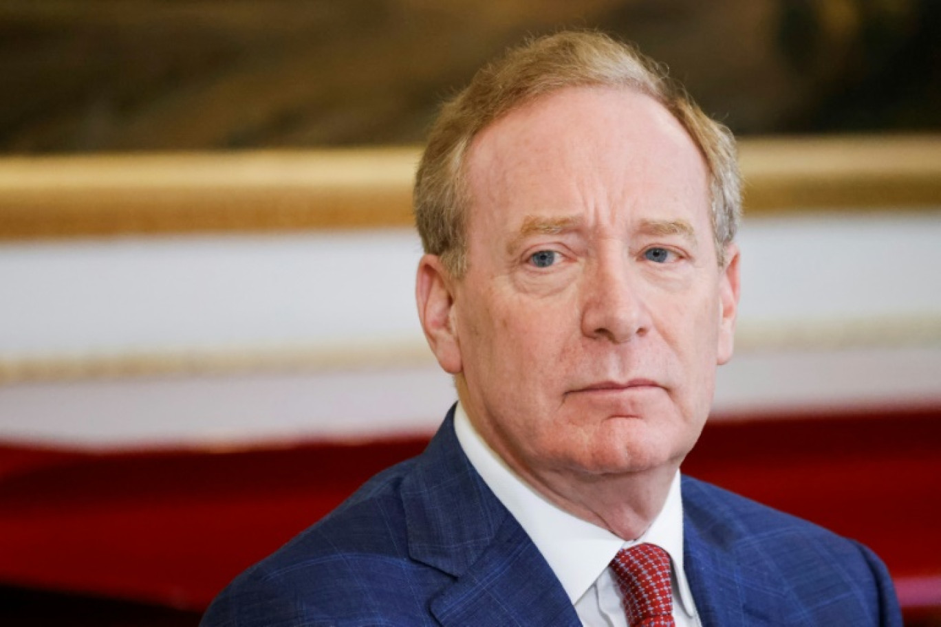 Le dirigeant de Microsoft Brad Smith à l'Elysée, le 10 novembre 2023, pour le 5e sommet de l'appel de Christchurch visant à lutter contre les contenus en ligne terroristes, en marge du Forum de Paris sur la paix © Ludovic MARIN