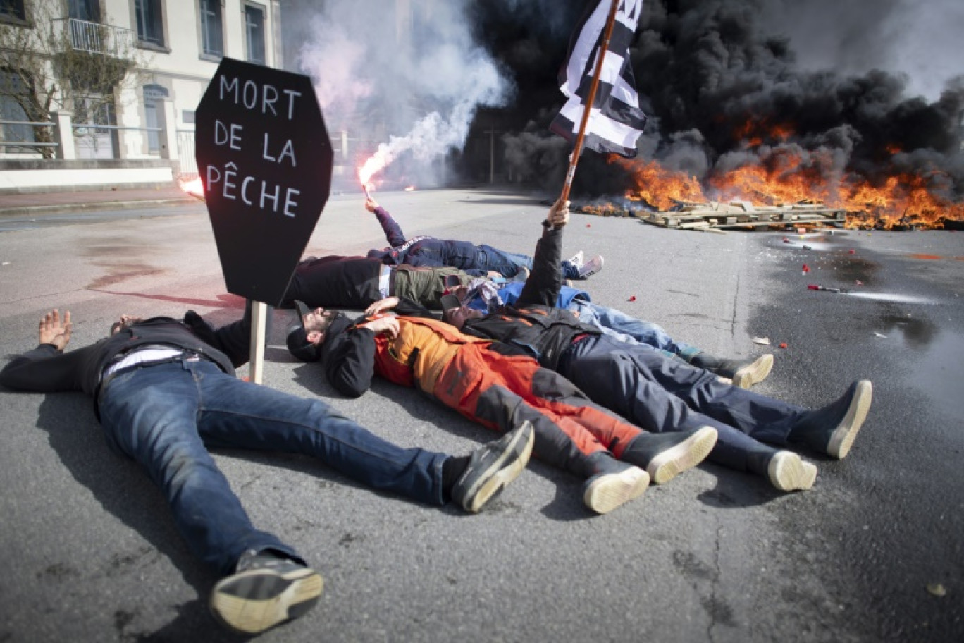Manifestation de patrons de grands armements bretons le 30 mars 2023 à Brest (Finistère) © FRED TANNEAU