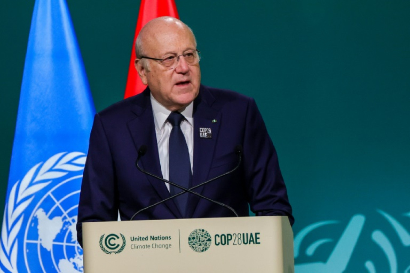 Le Premier ministre libanais Najib Mikati à la COP28, le 2 décembre 2023 à Dubaï © Giuseppe CACACE