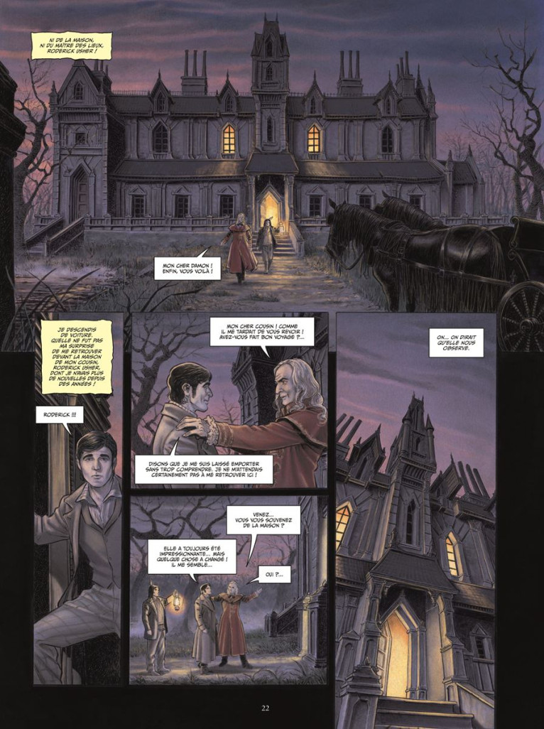 Quelques planches de la BD "La Maison Usher".