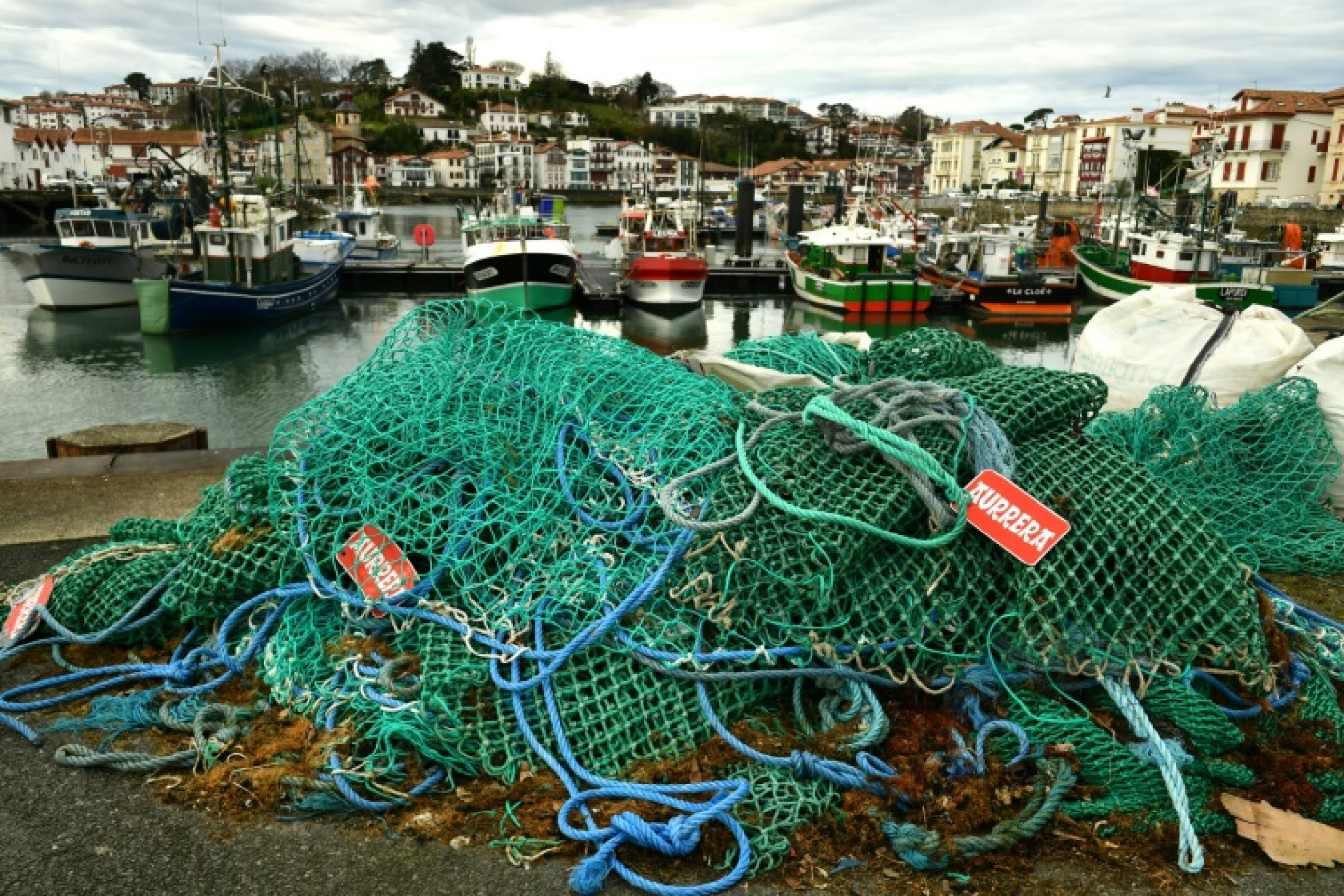 Des bateaux de pêche amarrés dans le port de Saint-Jean-de-Luz (Pyrénées-Atlantiques), le 22 janvier 2024 © GAIZKA IROZ