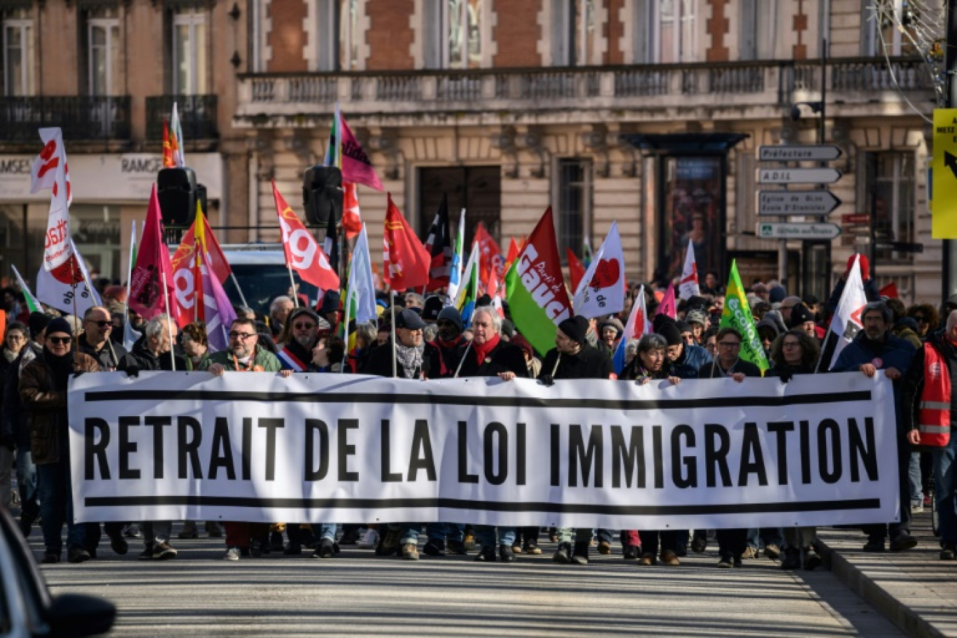 Manifestation contre la loi immigration à Toulouse, le 20 janvier 2024 © Ed JONES