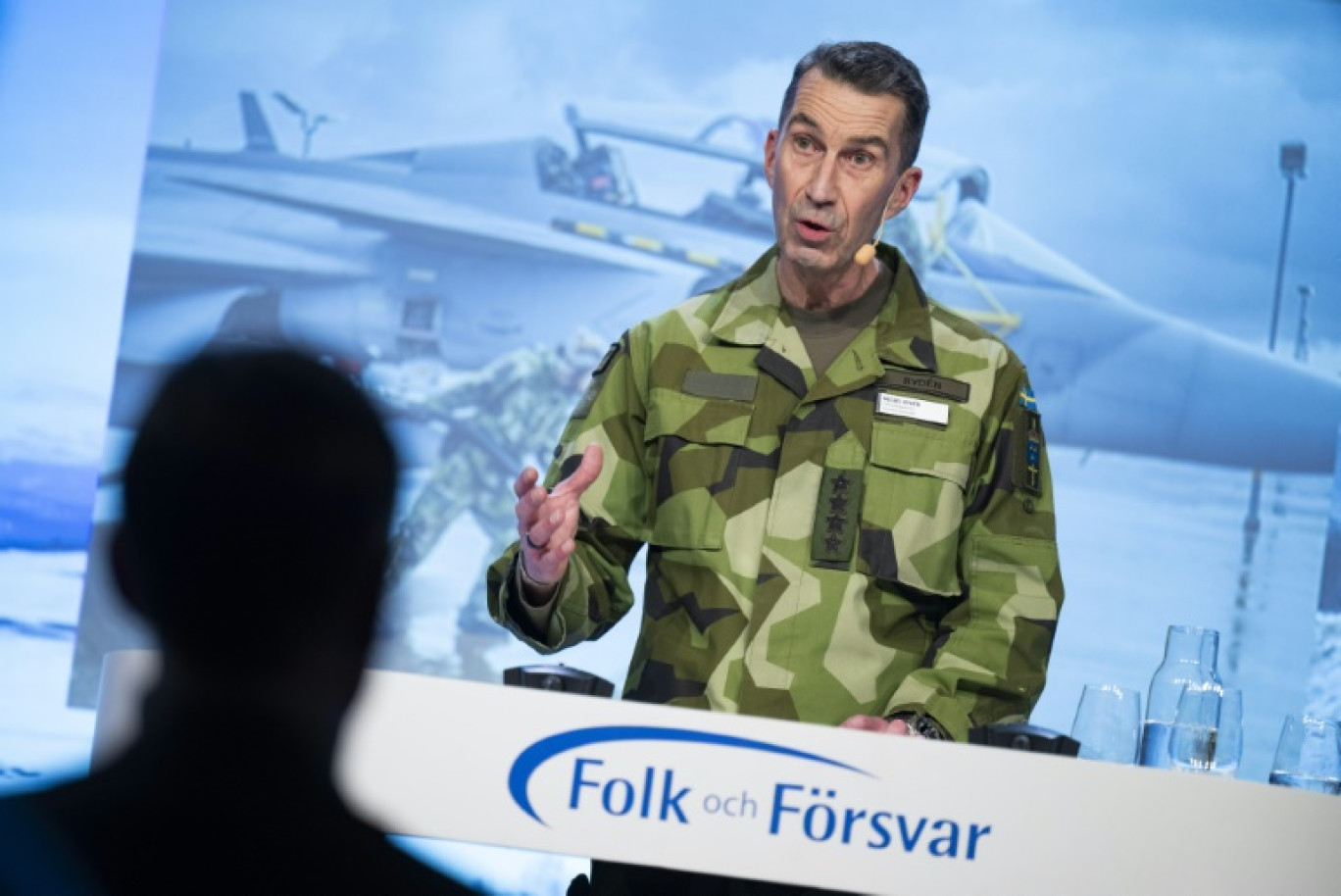 Le commandant en chef de l'armée suédoise, Micael Byden, le 8 janvier 2024 à Salen, en Suède © Pontus LUNDAHL