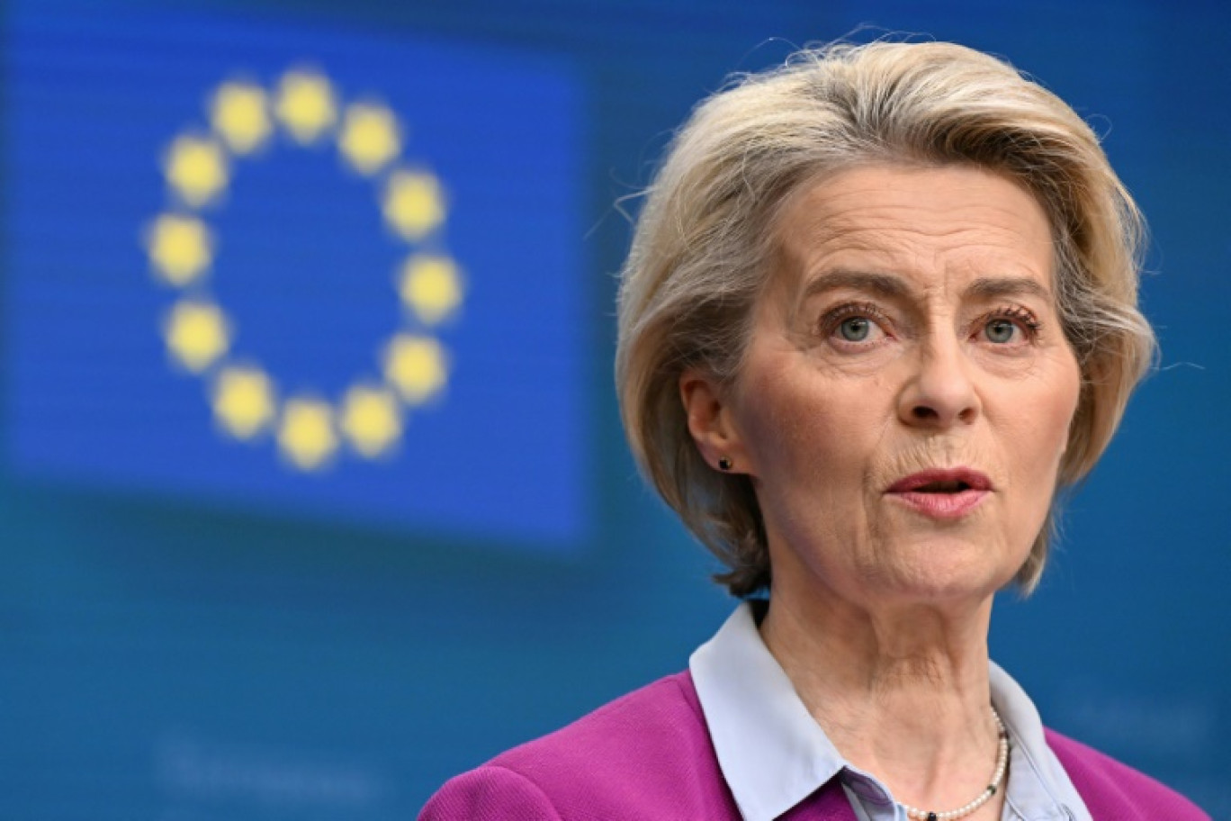 La présidente de la Commission européenne Ursula von der Leyen à Bruxelles, le 1er février 2024 © JOHN THYS