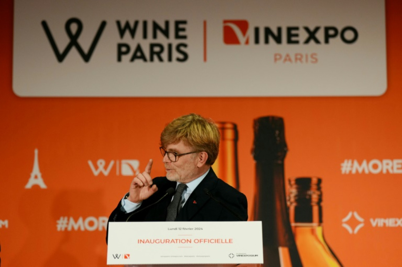 Le ministre de l'Agriculture Marc Fesneau à l'inauguration du salon Wine Paris Vinexpo, le 12 février 2024 à la Porte de Versailles © Dimitar DILKOFF