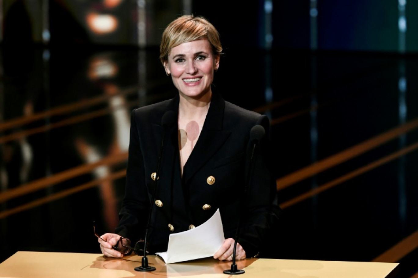 L'actrice Judith Godrèche lors de la 49e édition des César au théâtre de l'Olympia, le 23 février 2024 à Paris © STEPHANE DE SAKUTIN