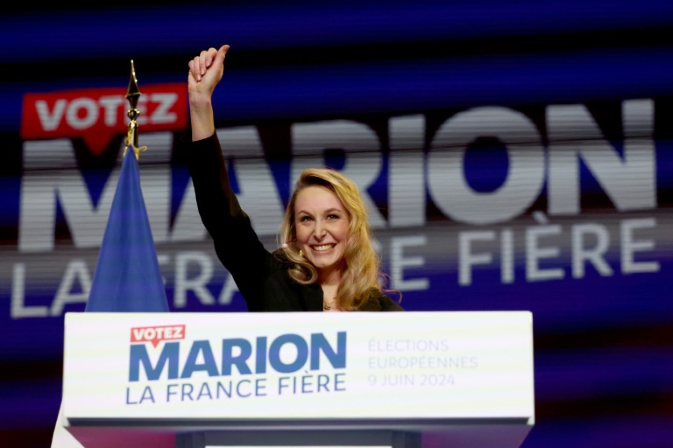 Marion Maréchal, tête de liste du parti Reconquête! aux Européennes, le 10 mars 2024 à Paris © Emmanuel Dunand