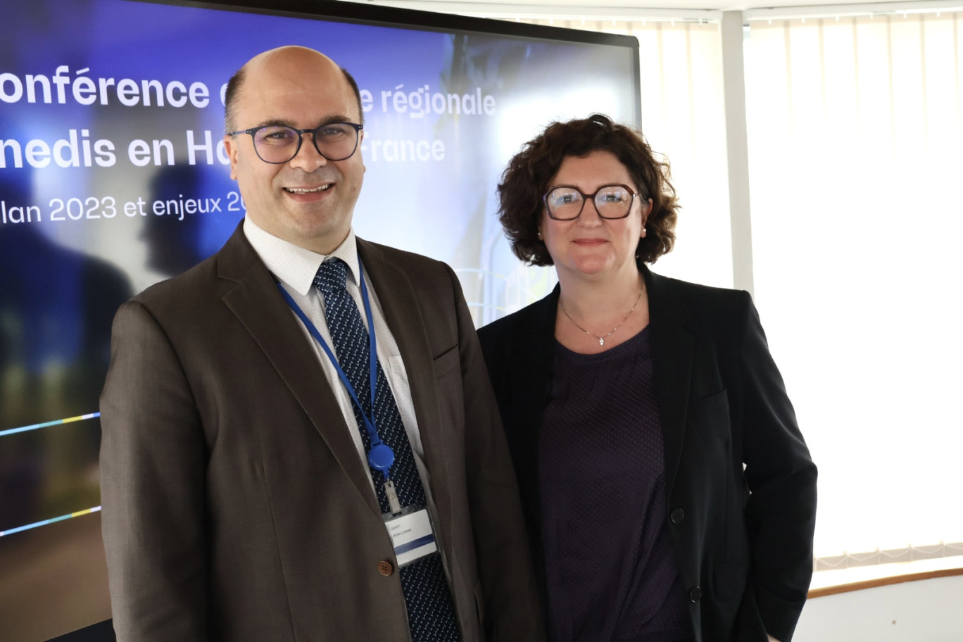 Jean-Lorain Genty, directeur régional Nord-Pas-de-Calais d'Enedis et Véronique Pauly, directrice régionale Picardie. © Marine Tesse