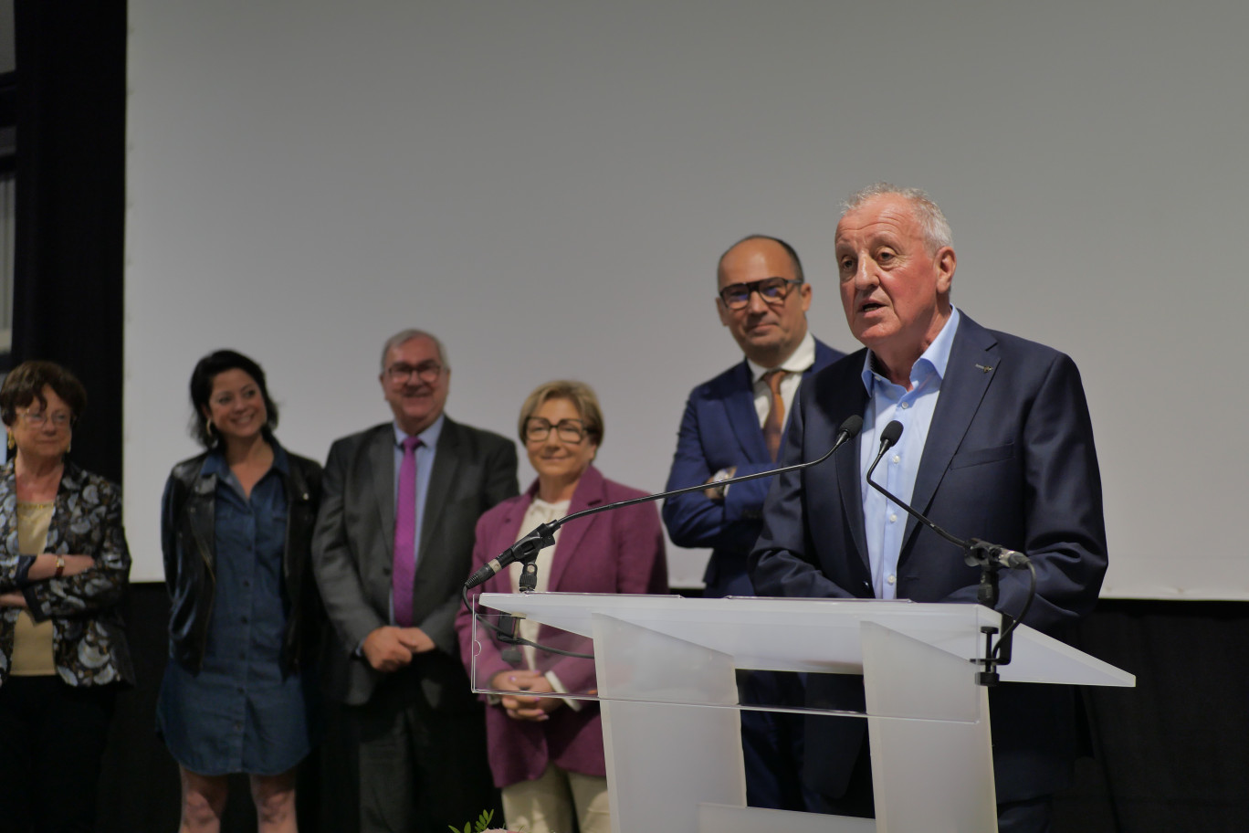 Jean-Pierre Carlu, directeur région Nord-Europe d’Industeam, lors de l’inauguration du bâtiment, le 11 avril. © Aletheia Press/Valentin De Poorter