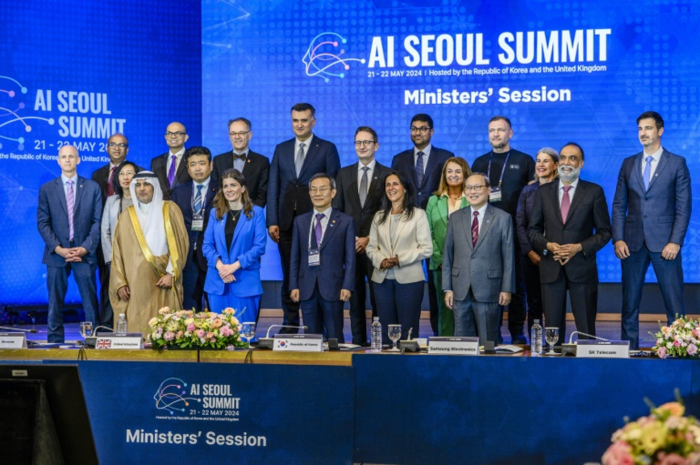 Les participants ministériels au deuxième "sommet" mondial sur l'intelligence artificielle (IA) à Séoul, le 22 mai 2024 © ANTHONY WALLACE