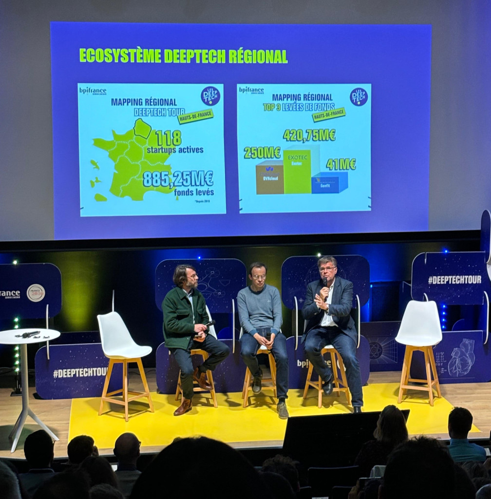 Paul-François Fournier, directeur exécutif Innovation de Bpifrance (à gauche) et Franck Dumeignil, vice-président valorisation de l'Université de Lille (au centre).