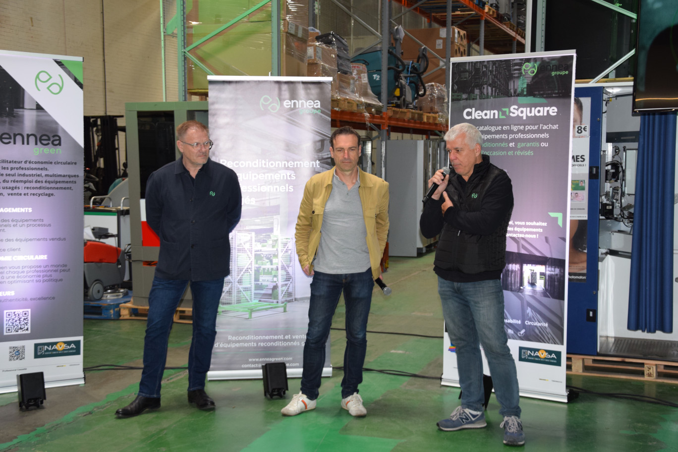 De gauche à droite : Eric Busche, cofondateur d’Ennea Groupe ; Christophe Deboffe, dirigeant de Néo-Eco ; et Gilles Fontaine, cofondateur d’Ennea Groupe.