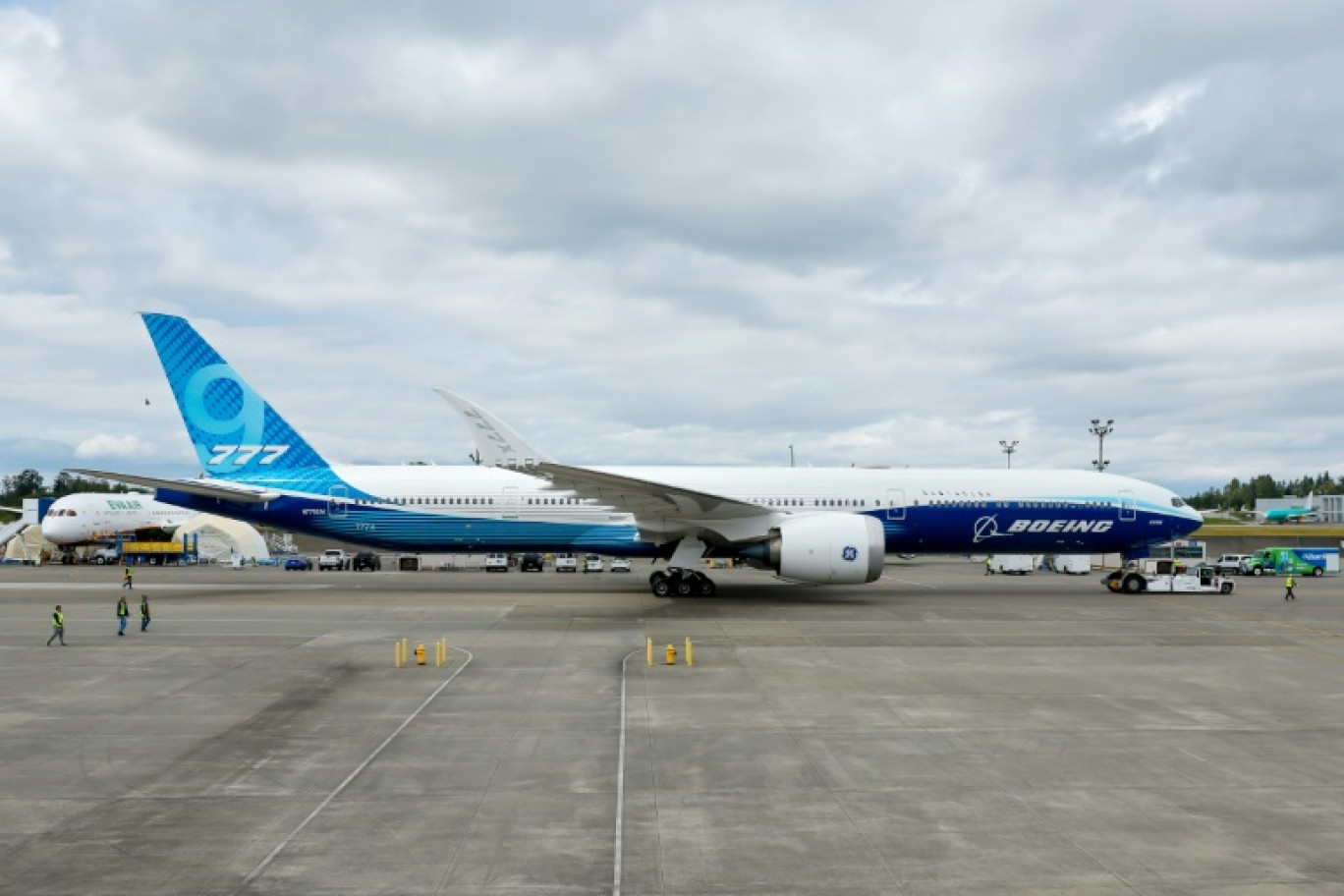 Un Boeing 777X à Everett, le 26 juin 2024, dans l'État de Washington © Jennifer Buchanan