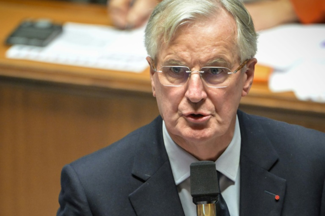 Le Premier ministre Michel Barnier sur le plateau du "20 Heures" de TF1 le 26 novembre 2024 © Dimitar DILKOFF