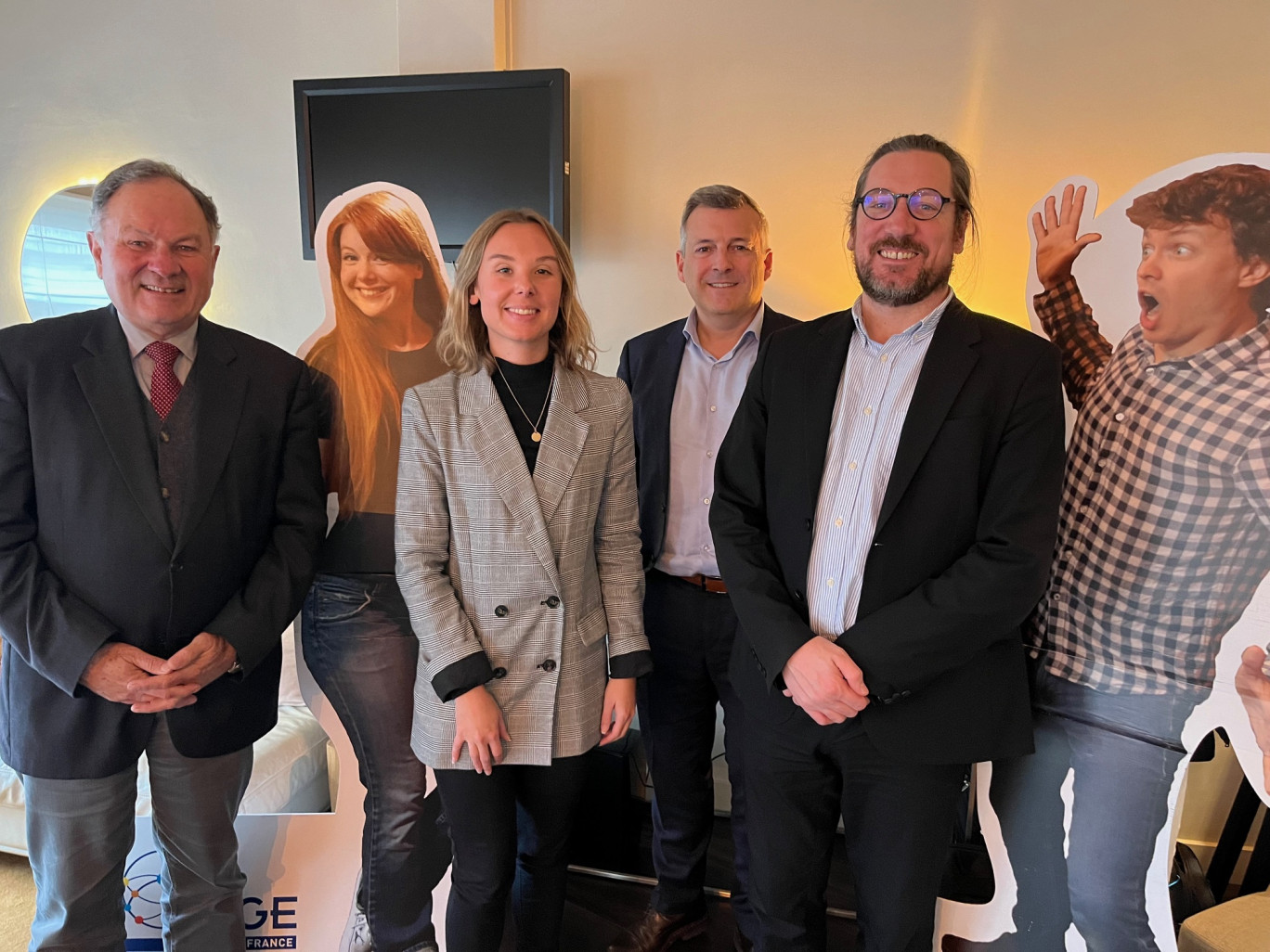Yves Duruflé, président de BGE Hauts-de-France, Camille Thirionnet, référente régionale de la sensibilisation à l'entrepreneuriat en milieu scolaire, Grégory Sagez, directeur général et Jérémy Beeuwsaert, responsable communication.