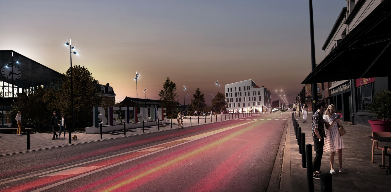 Imaginé par l’architecte Bertrand Duquenoy de l’agence Transition et mené par Linkcity, l’immeuble Station B proposera 3 200 m2 de bureaux et un rez-de-chaussée de 700 m2. © Transition