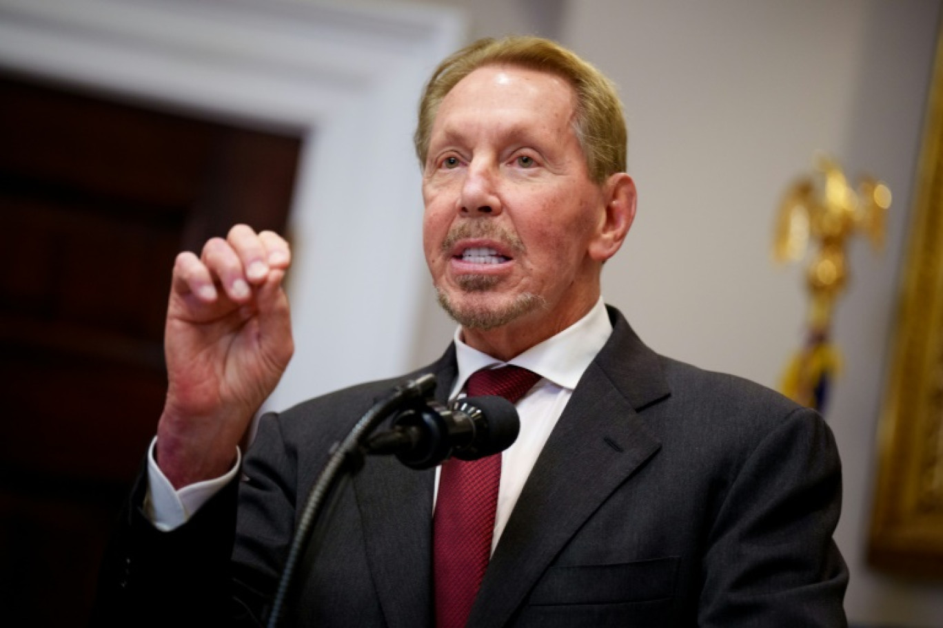 Larry Ellison, cofondateur du groupe Oracle, à la Maison Blanche, le 21 janvier 2025 à Washington © Andrew Harnik