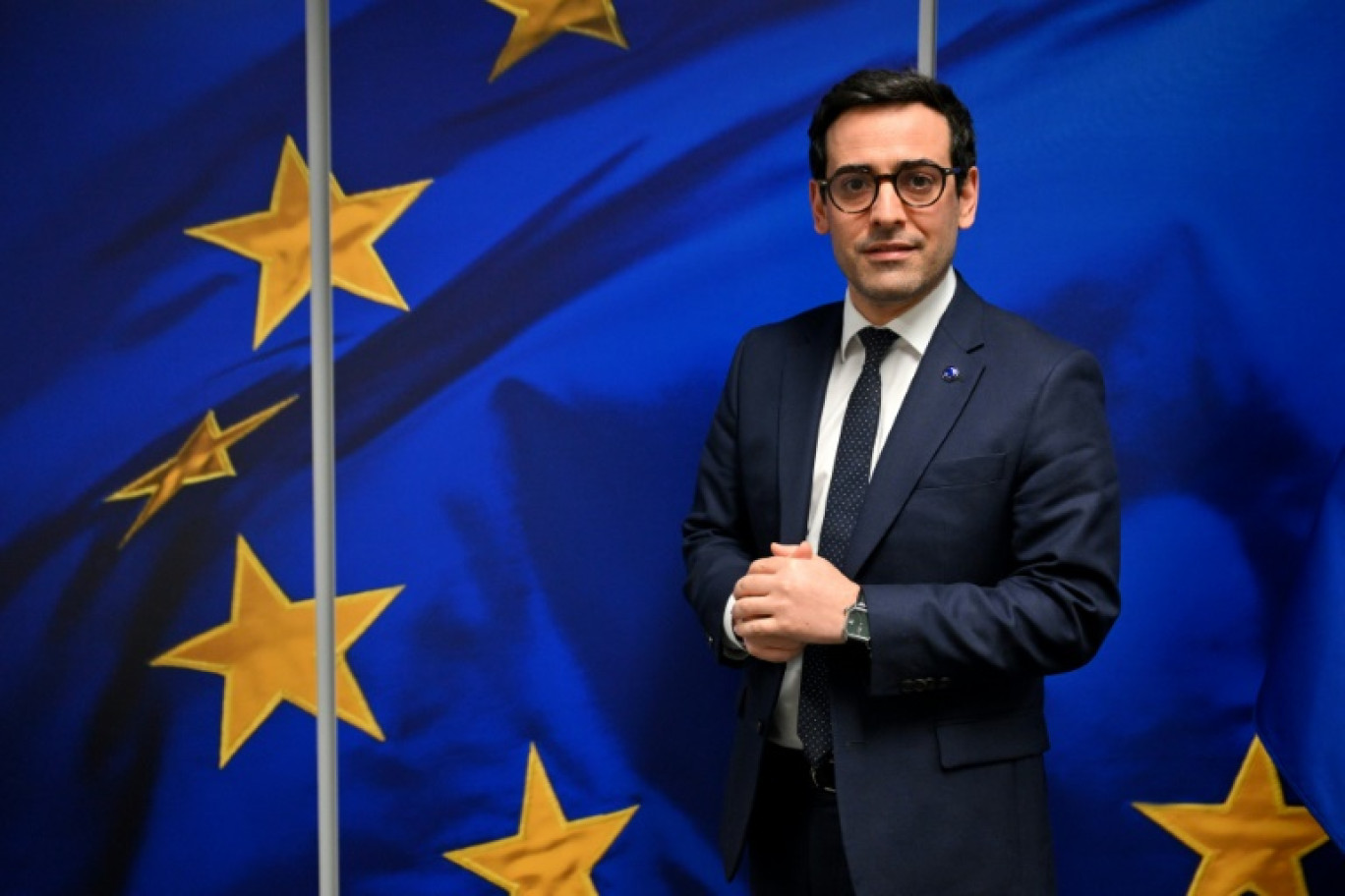 Le vice-président de la Commission européenne, Séphane Séjourné, le 4 mars 2025 à Bruxelles © Nicolas TUCAT