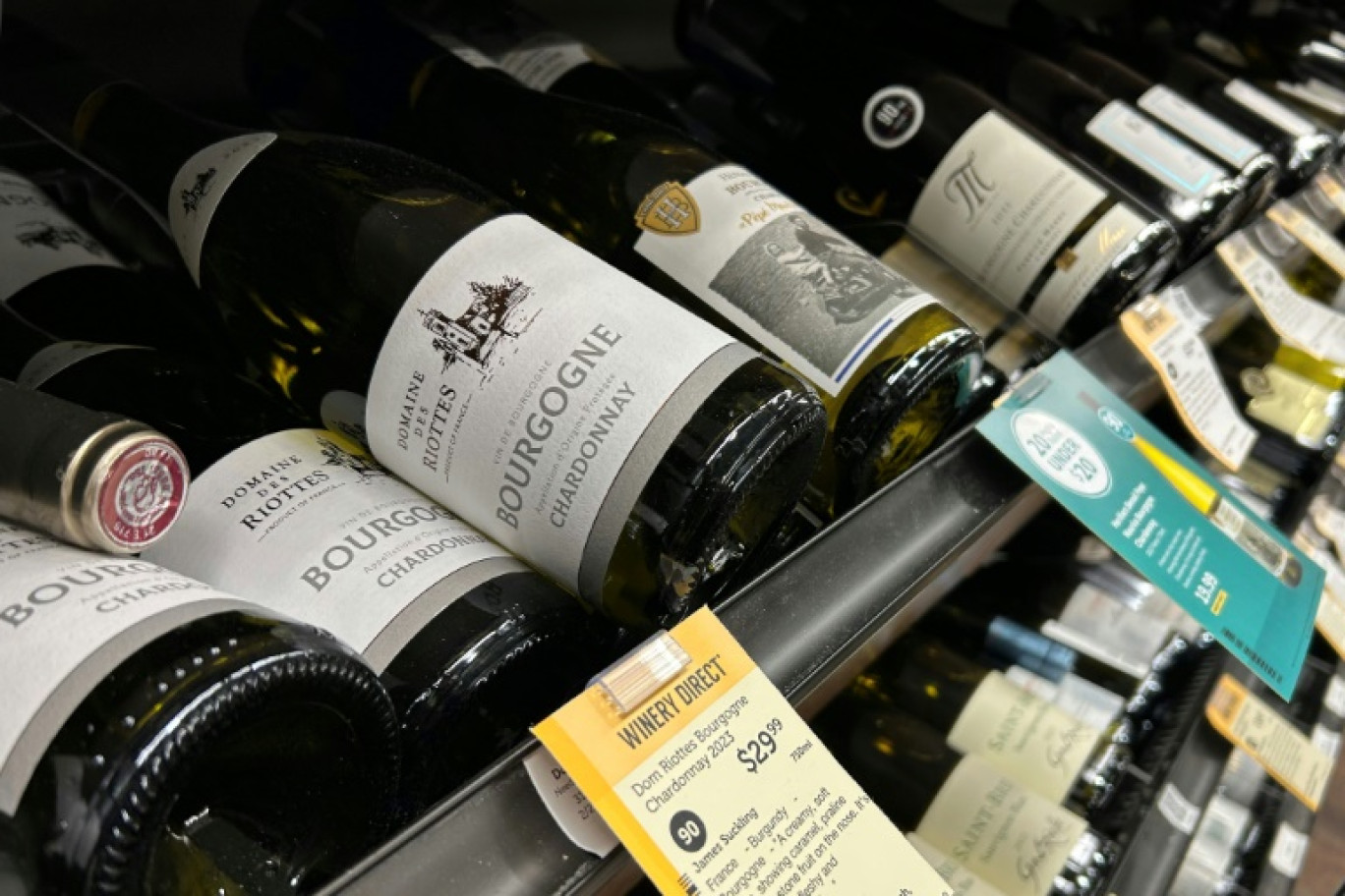 Vins français à la vente dans la ville de Laurel, dans l'Etat américain du Maryland, le 13 mars 2025 © Jim WATSON