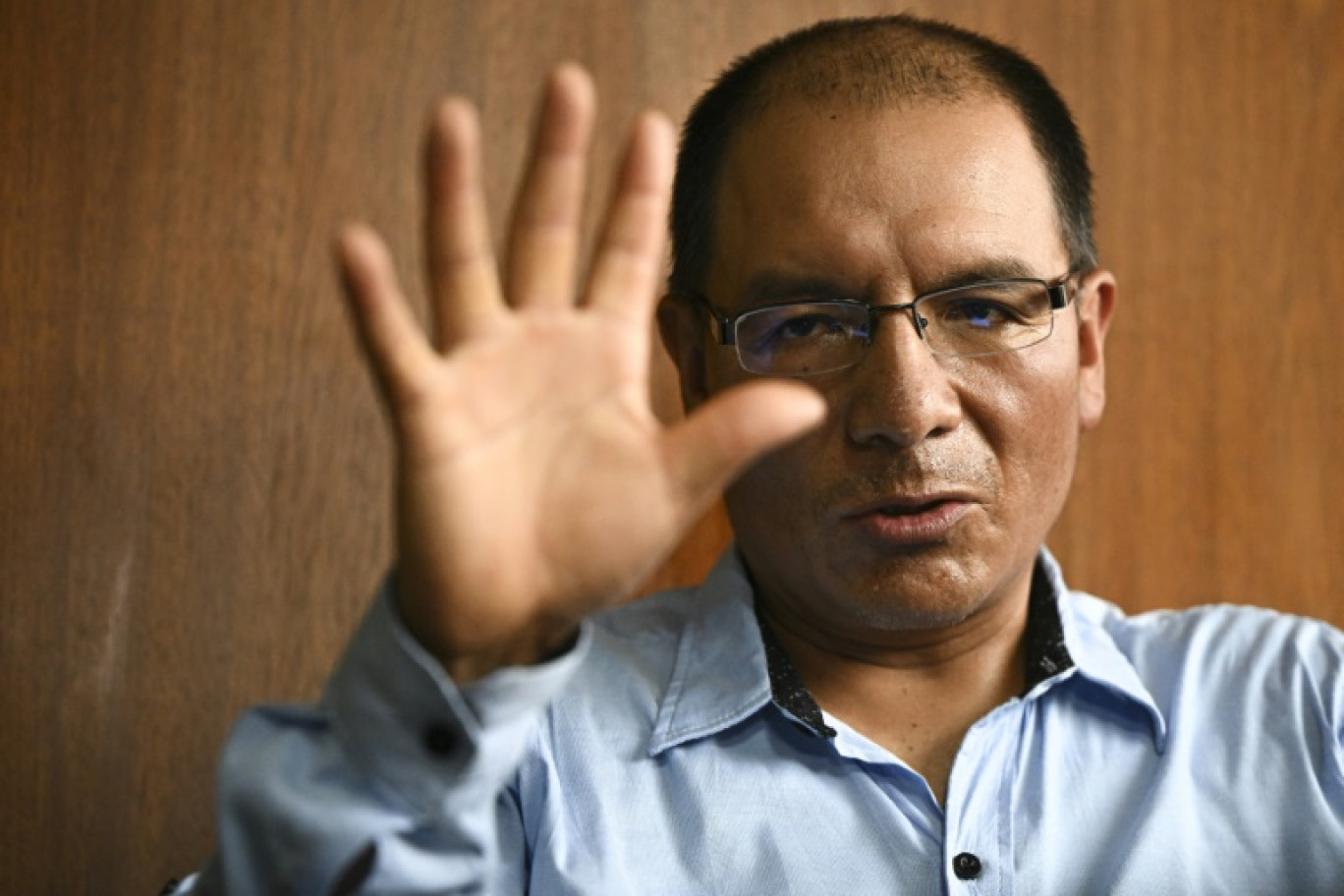 L'agriculteur péruvien Saul Luciano, le 5 mars 2025 à Lima © Ernesto BENAVIDES