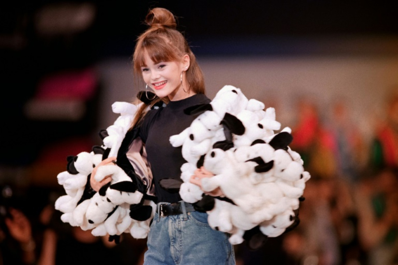 French singer Vanessa Paradis wearing a 'Snoopy' Coat by designer Jean-Charles de Castelbajac in 1989 which is in the exhibition © Pierre GUILLAUD