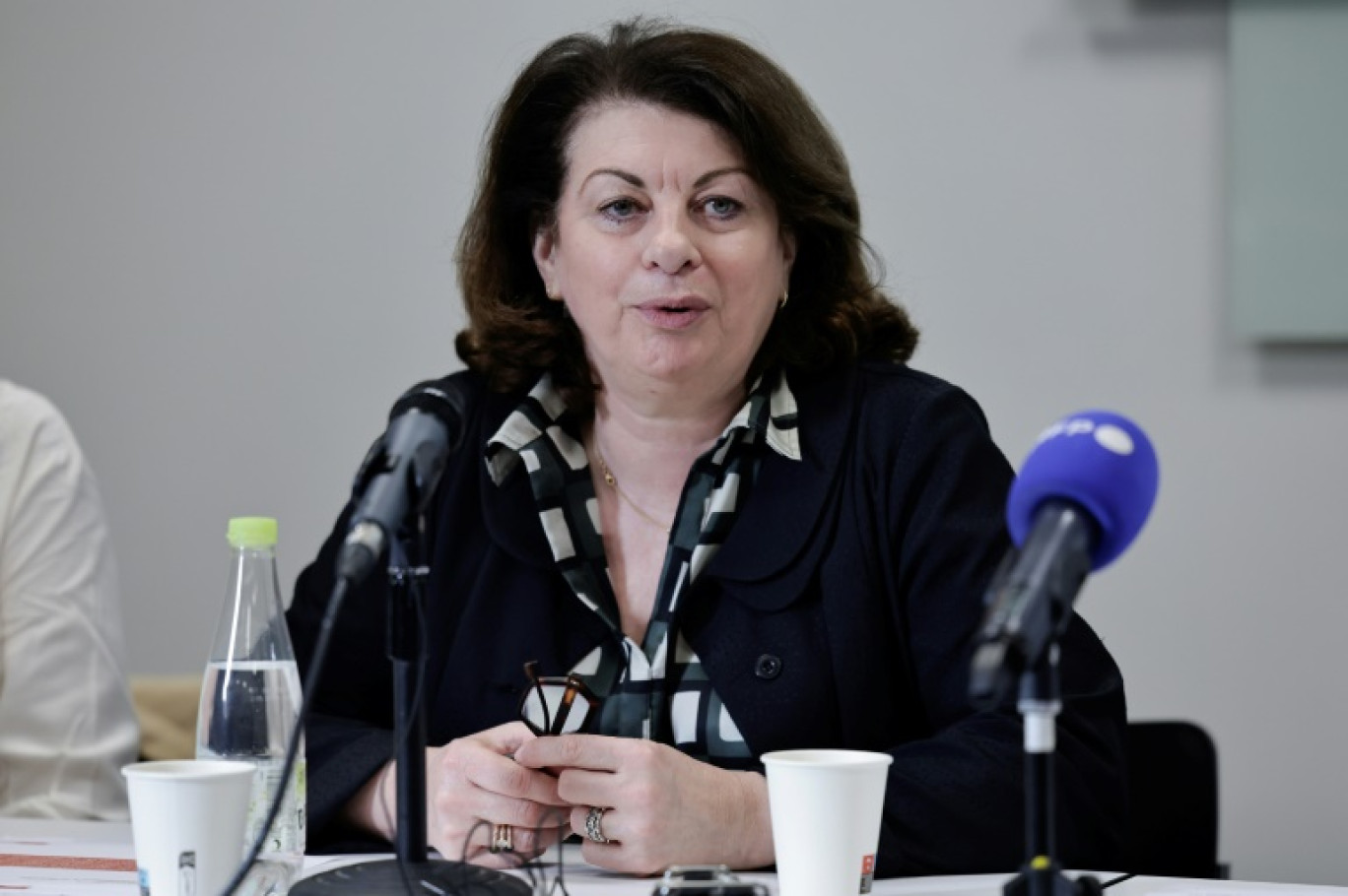 La présidente de l'Inirr, Marie Derain de Vaucresson, a présenté à la presse le bilan de trois ans d'activité, le 25 mars 2025 à Paris © STEPHANE DE SAKUTIN