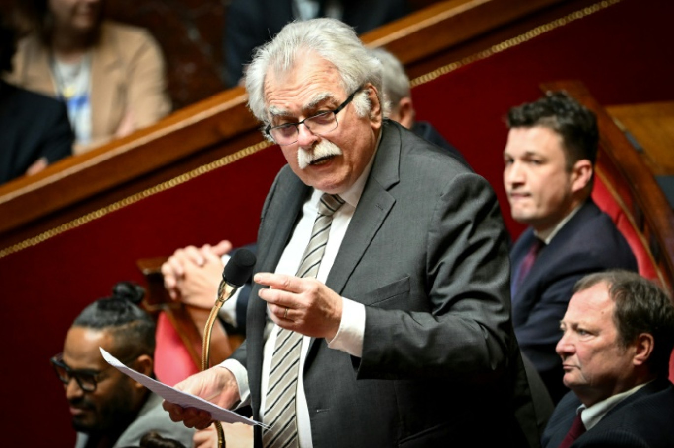 André Chassaigne à l'Assemblée nationale lors de sa dernière participation à une séance de questions au gouvernement, le 25 mars 2025 à Paris © Bertrand GUAY