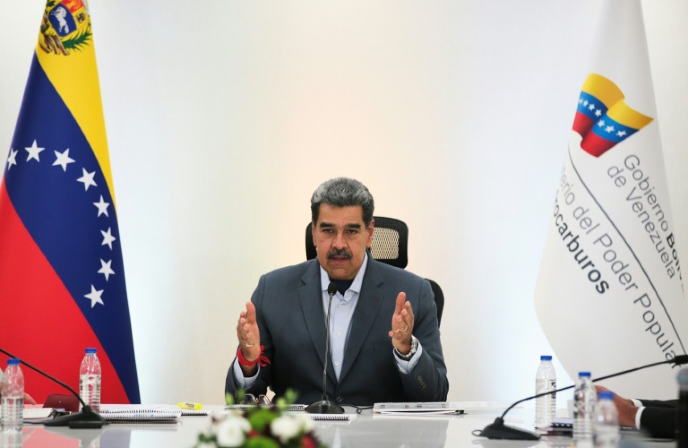 Photo diffusée par la présidence vénézuélienne du président du Venezuela Nicolas Maduro s'exprimant lors d'une réunion avec ses ministres à Caracas, le 11 mars 2025 © Handout