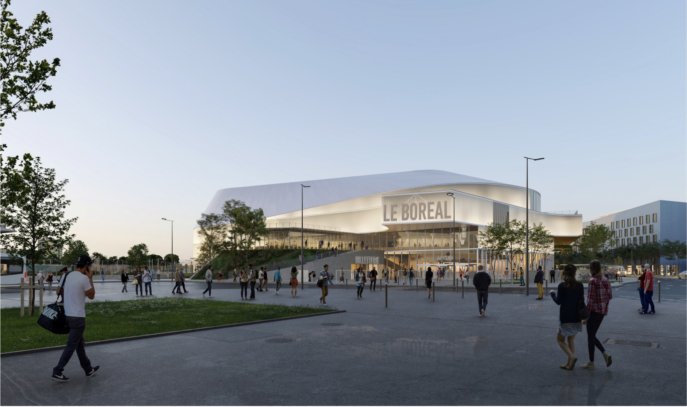 Le visuel de la future salle de sport et de spectacles Boréal, qui sera située à l'entrée de Dunkerque. © Hérault-Arnod-Architectures
