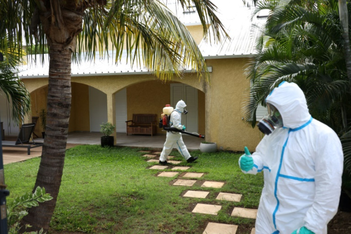 Opération de fumigation pour empêcher les moustiques de se reproduire, le 28 avril 2020 à La Possession, sur l'île de La Réunion © Richard BOUHET