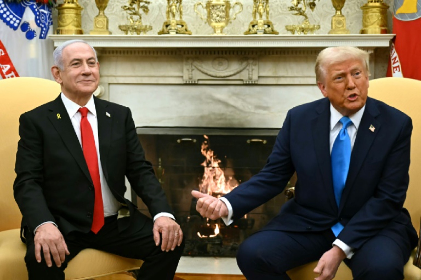 Le président américain Donald Trump et le Premier ministre israélien Benjamin Netanyahu à la Maison Blanche, le 4 février 2025 © ANDREW CABALLERO-REYNOLDS
