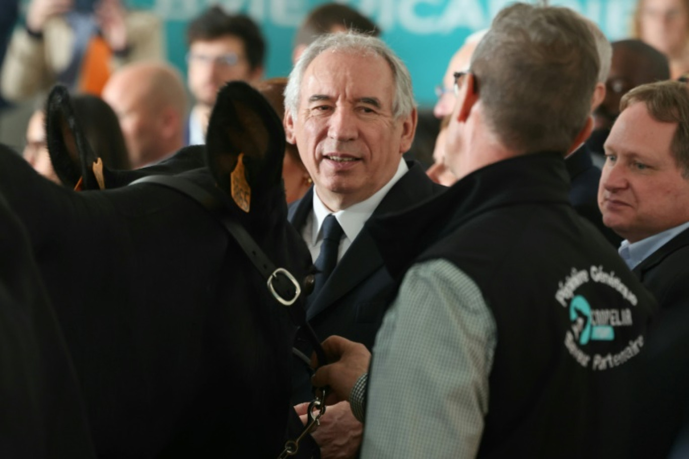 Le Premier ministre Francois Bayrou (C) a réitéré ses dénégations de toute intervention dans l'affaire Bétharram, en marge d'une foire à Coulommiers (Seine-et-Marne) le 11 avril 2025 © Alain JOCARD