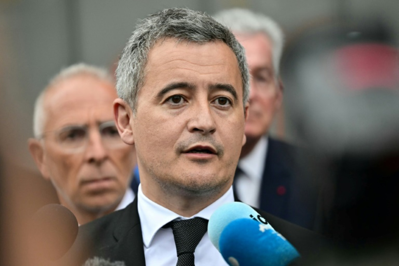 Le ministre de la Justice Gérald Darmanin devant la prison de Toulon-La Farlède, près de Toulon, le 15 avril 2025 © Miguel MEDINA