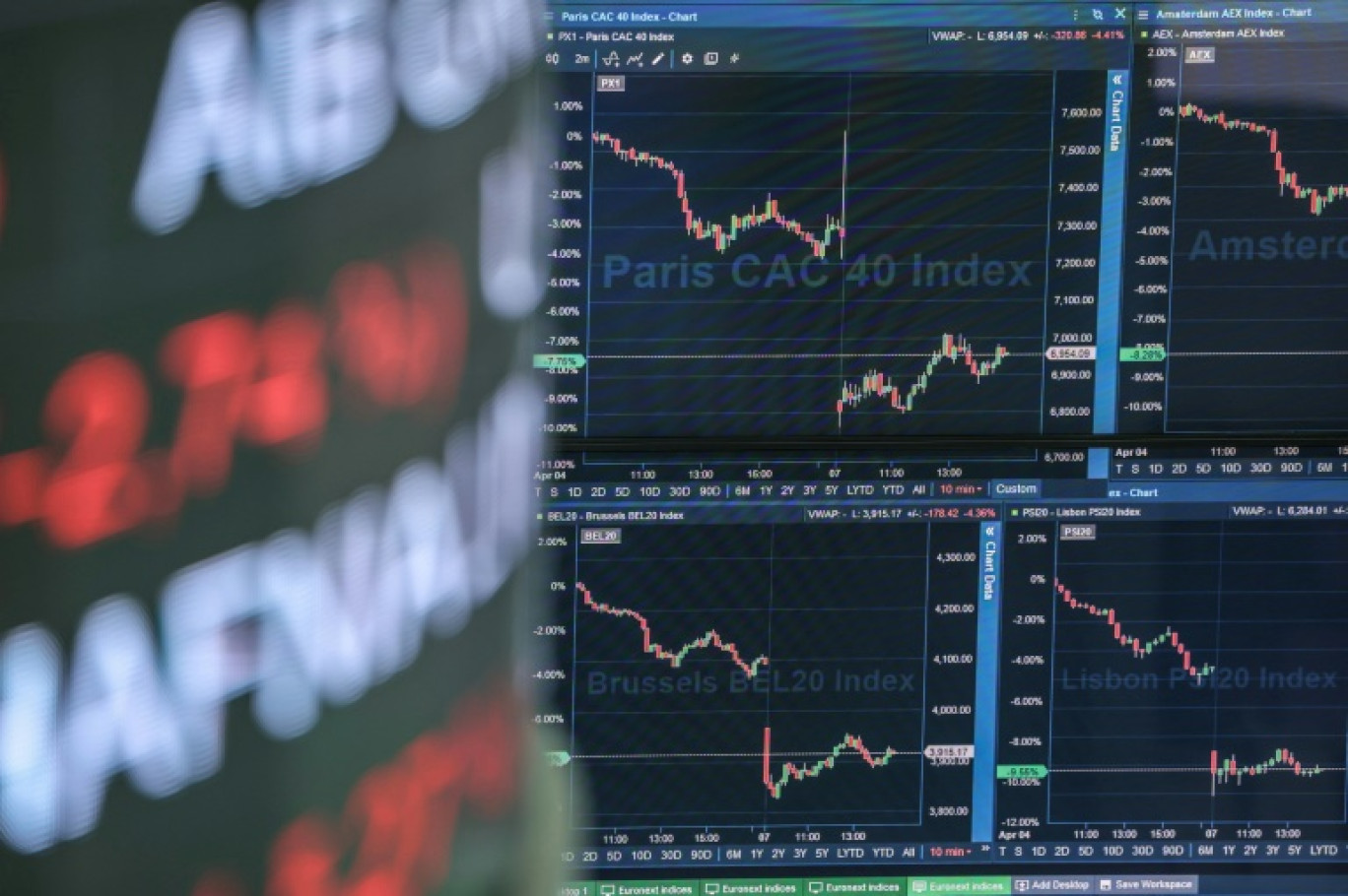 La Bourse Euronext à La Défense, près de Paris, le 7 avril 2025 © Thomas SAMSON