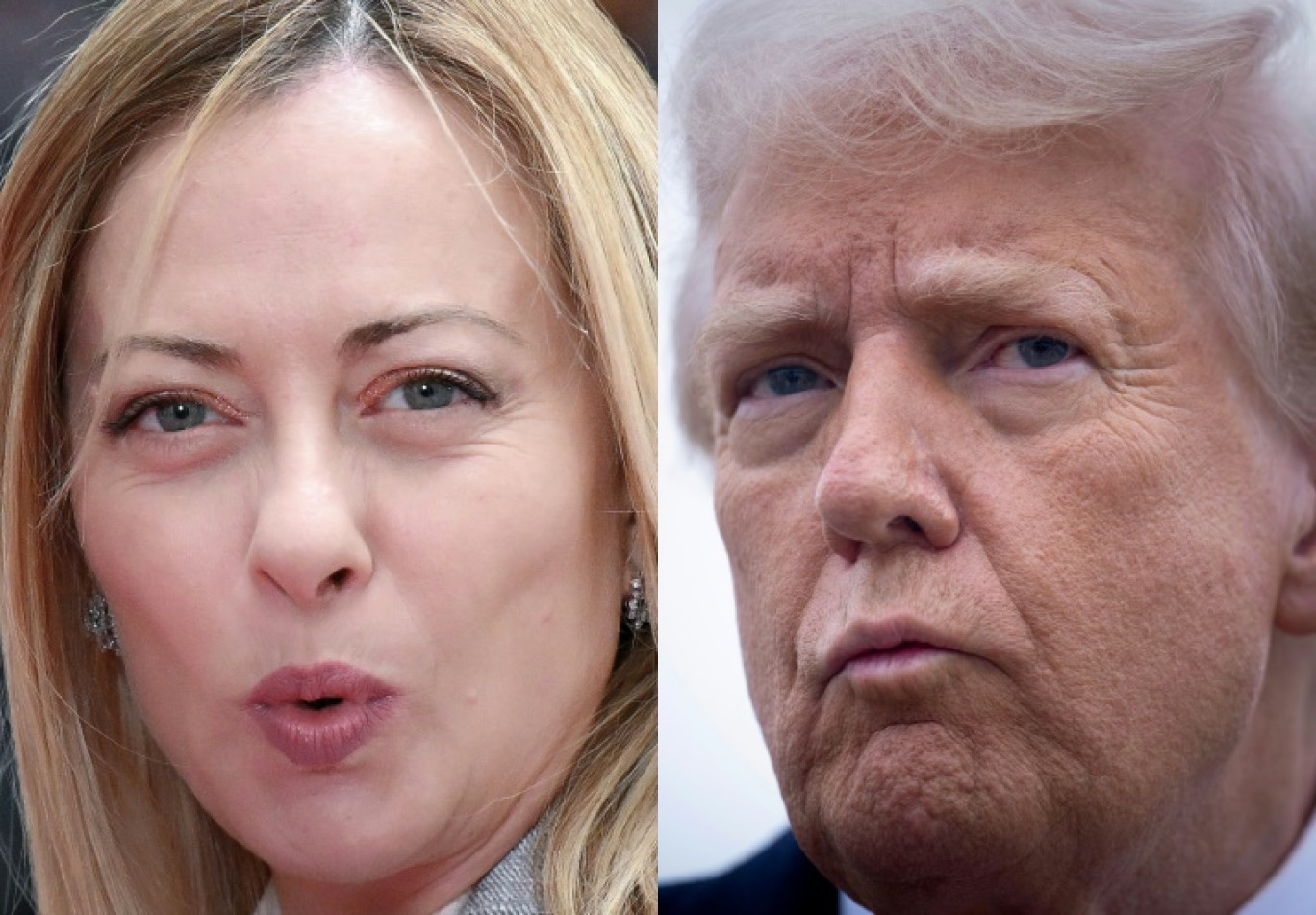 Donald Trump et Giorgia Meloni à Washington, le 17 avril 2025 © Brendan SMIALOWSKI