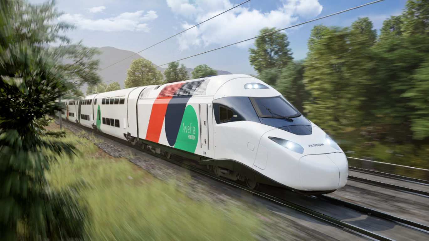 BénéficiantLe train à très grande vitesse Avelia Horizon est la dernière génération de train à deux niveaux capable de circuler à des vitesses supérieures à 300 km/h. © Alstom
