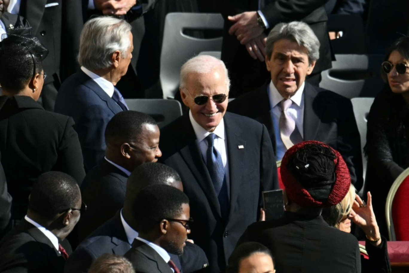 L'ancien président américain Joe Biden (c) avant les funérailles du pape François à Rome, le 26 avril 2025 © Mandel NGAN