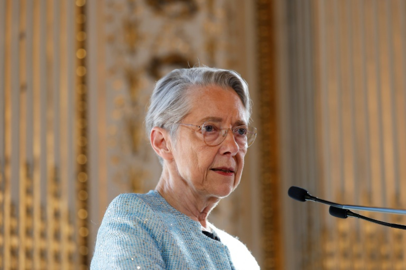 La ministre de l'Education nationale Elisabeth Borne, à Paris le 28 avril 2025. © Ian LANGSDON