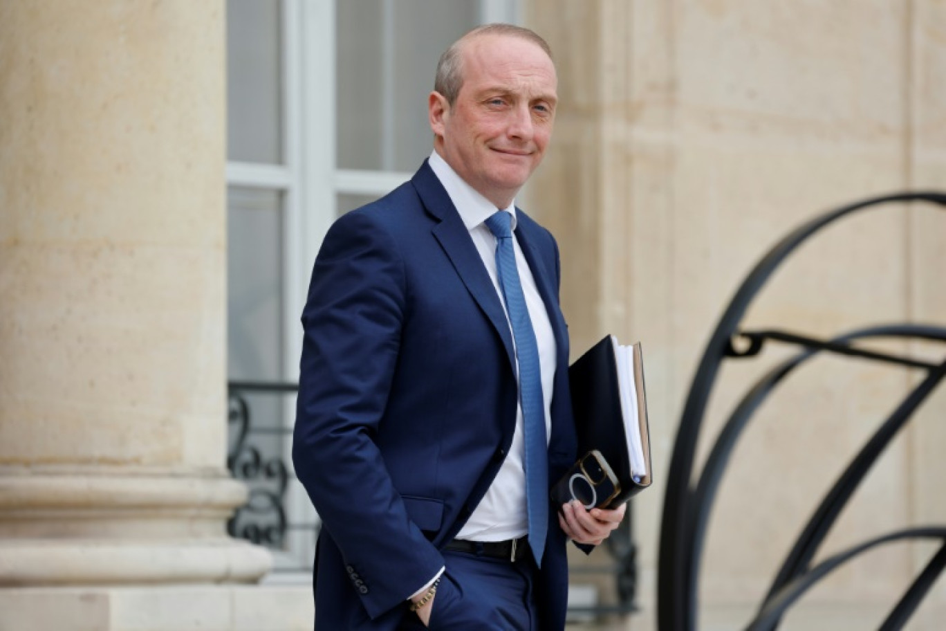 Le ministre de la Fonction publique Laurent Marcangeli, à l'Elysée le 16 avril 2025. © Ludovic MARIN