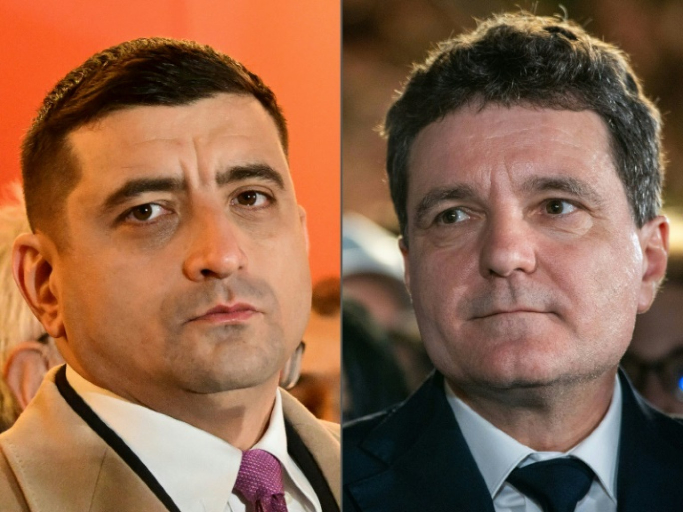 Montage photo du candidat d'extrême droite George Simion et du maire centriste de Bucarest Nicusor Dan, candidats à la présidentielle roumaine © Daniel MIHAILESCU
