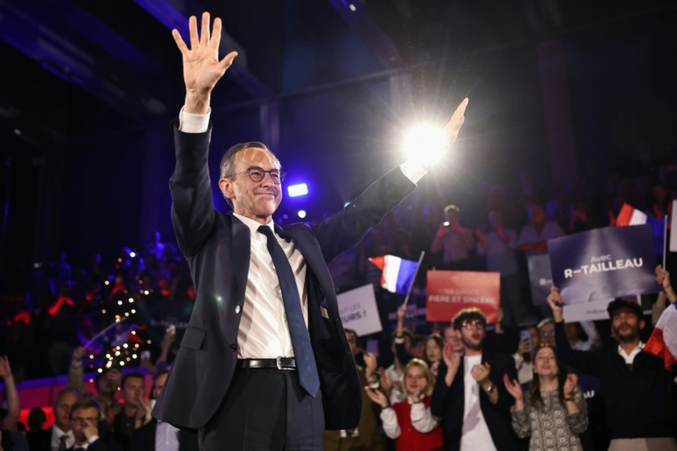 Le ministre de l'Intérieur Bruno Retailleau, candidat à la présidence de LR, en meeting à Boulogne-Billancourt (Hauts-de-Seine), le 11 mai 2025 © Thomas SAMSON