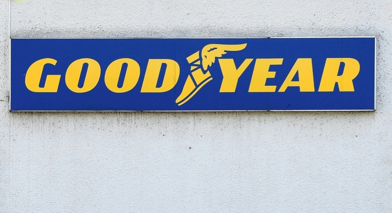 Logo Goodyear à l'usine de Colmar-Berg, le 14 mai 2024. © Jean-Christophe VERHAEGEN