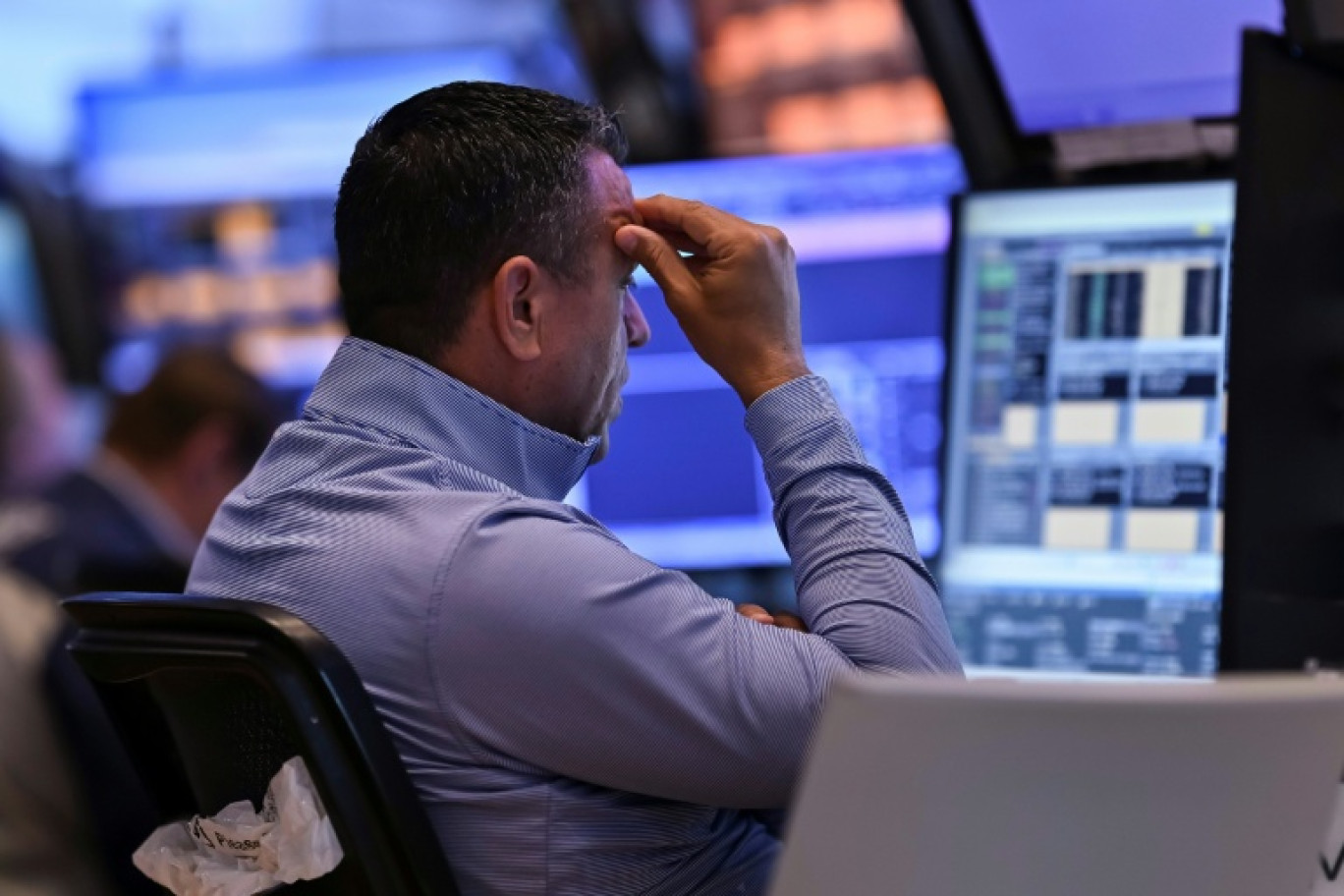 Un opérateur à la Bourse de New York, le 12 mai 2025. © ANGELA WEISS