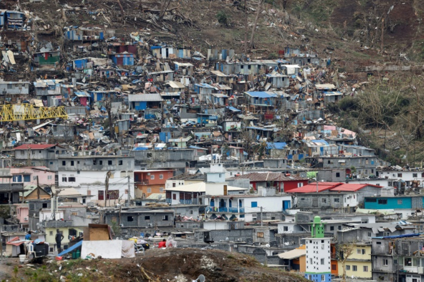 Le quartier informel de Kawéni à Mamoudzou, juste après le passage du cyclone Chido, le 19 décembre 2024 © Ludovic MARIN