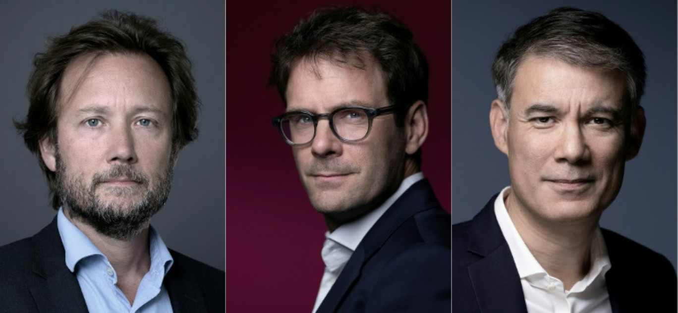 De g. à d.: Boris Vallaud, Nicolas Mayer-Rossignol et Olivier Faure © Alain JOCARD