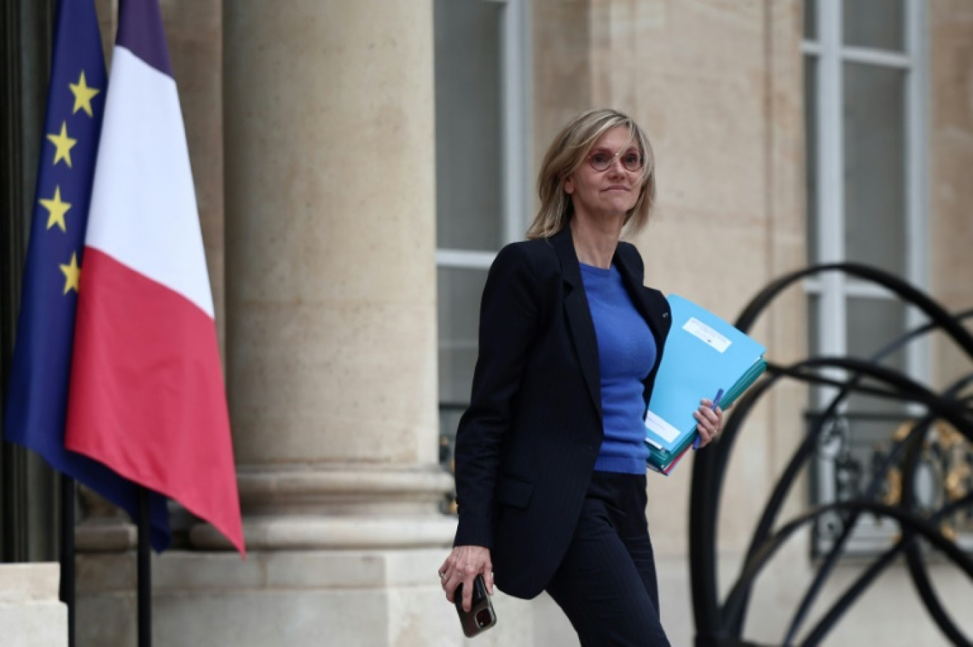 La ministre de la Transition écologique, Agnès Pannier-Runacher, à la sortie de l'Elysée, le 15 mai 2025 © Thibaud MORITZ