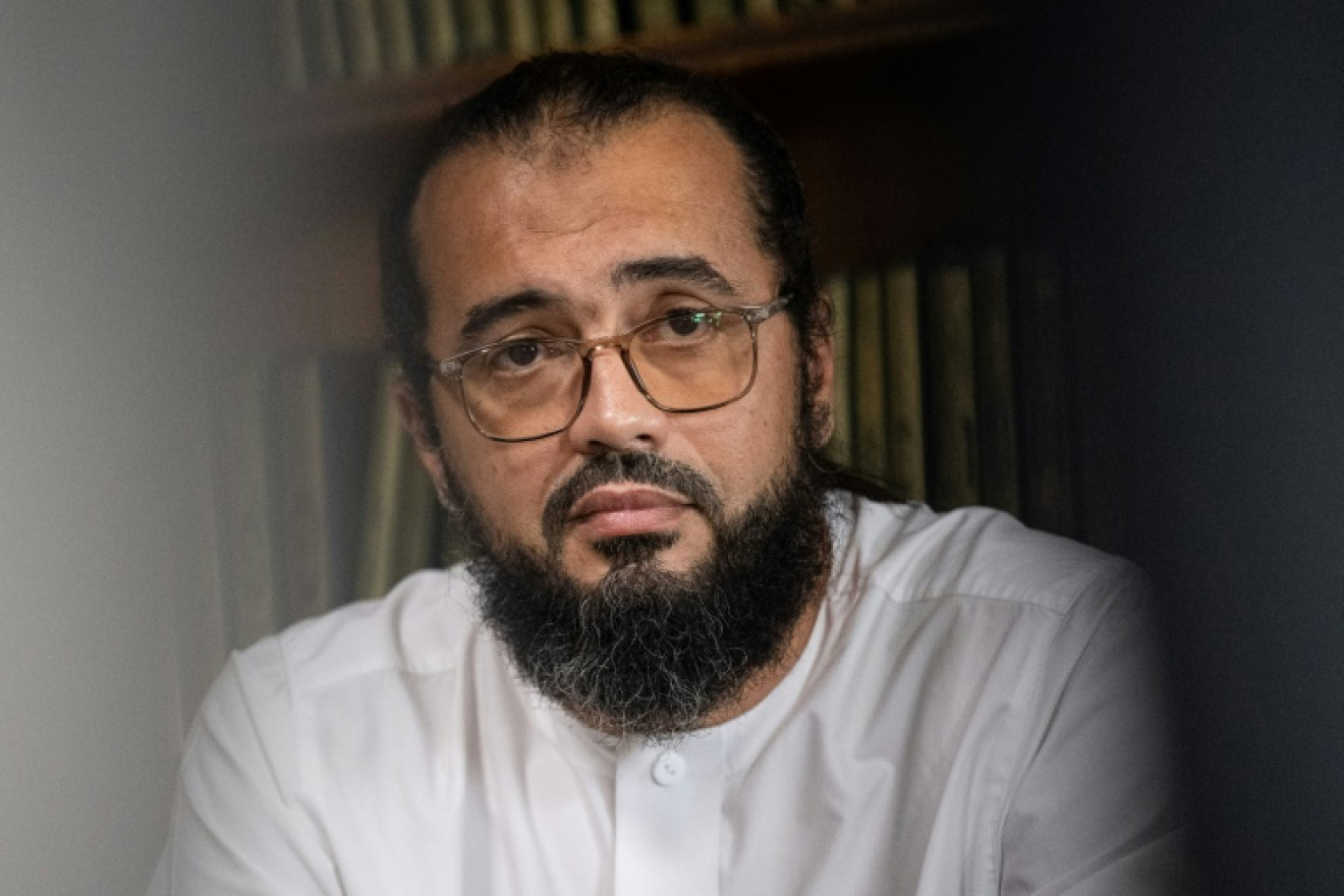 L'imam Ismail de la mosquée des Bleuets à Marseille lors d'une conférence de presse, le 9 septembre 2024 à Marseille © MIGUEL MEDINA