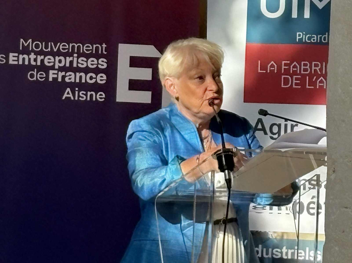 Pascale Sebille, présidente du Medef Aisne lors de la garden party à Soissons le 24 juin.