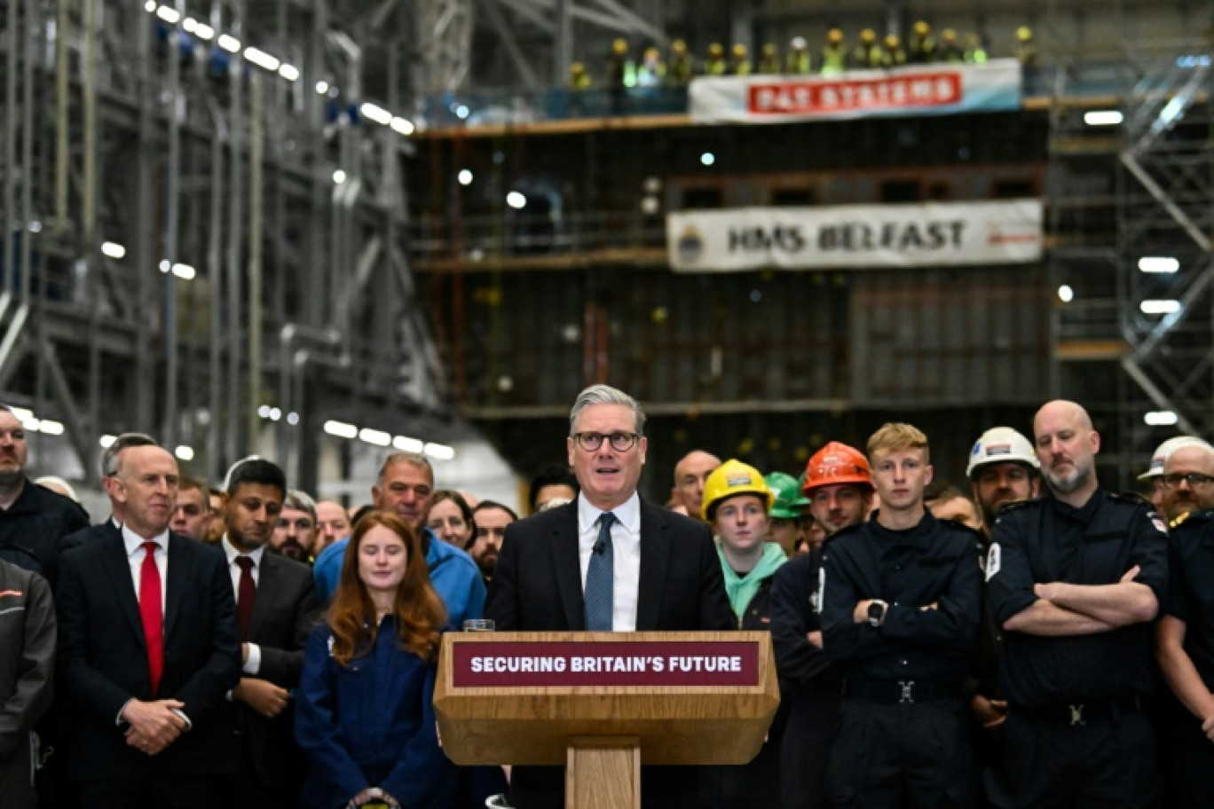 Le Premier ministre britannique Keir Starmer lors d'une visite de l'usine BAE Systems de Govan, à Glasgow, le 2 juin 2025 en Ecosse © ANDY BUCHANAN